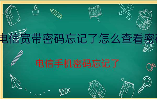 电信宽带密码忘记了怎么查看密码 电信手机密码忘记了，用主卡号码怎么查询副卡帐单？